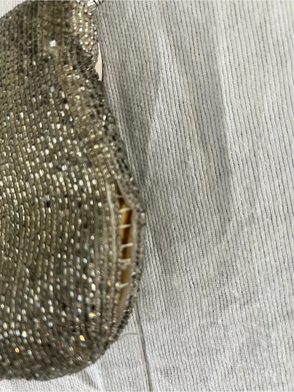 Vintage Walborg Silver Beaded Evening Bag Cocktail Purse Art Deco Korea